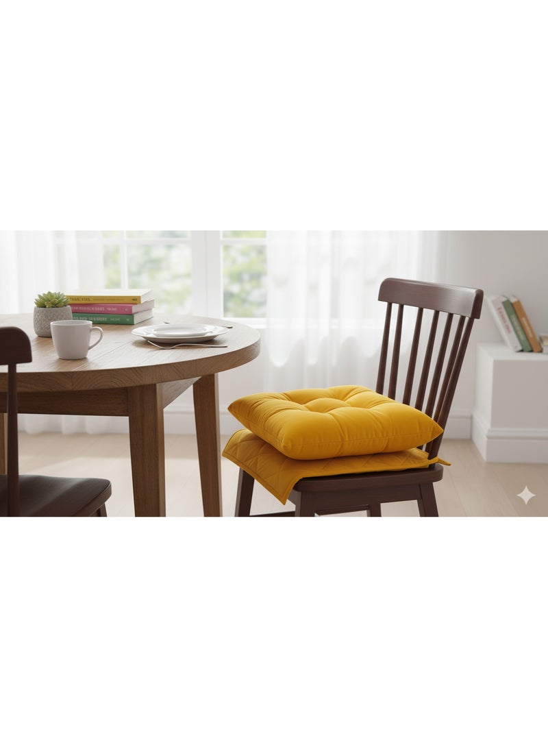 Luxury Velvet Chair Pad with Elegant Piping (45 x 45 cm) – Thick Padded Seat Cushion for Dining Chairs, Office, Home & Café – Soft & Comfortable Tufted Design - Image 2